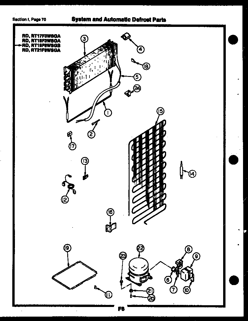Gibson RD17F6WSGA system and automatic defrost parts diagram