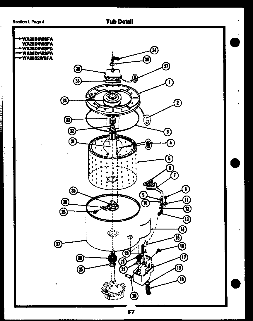 Gibson RM18F6WSGA tub detail diagram
