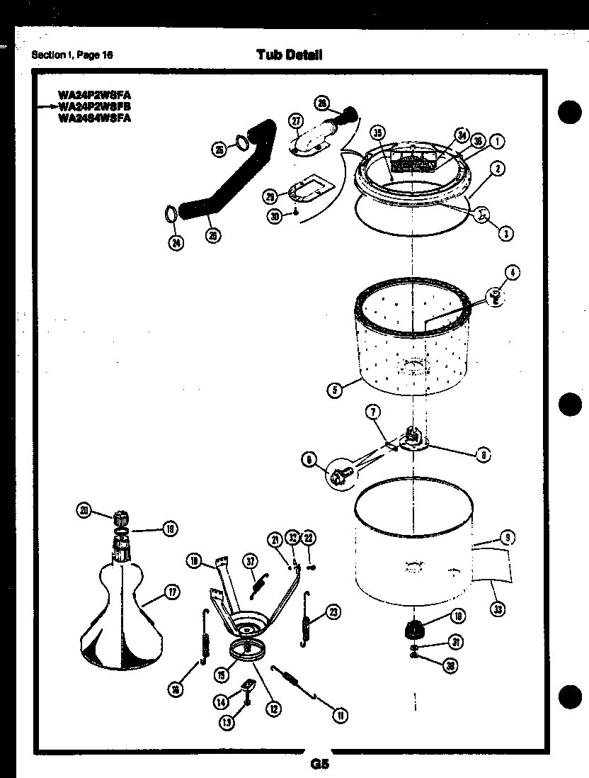 Gibson RM18F6WSGA tub detail diagram