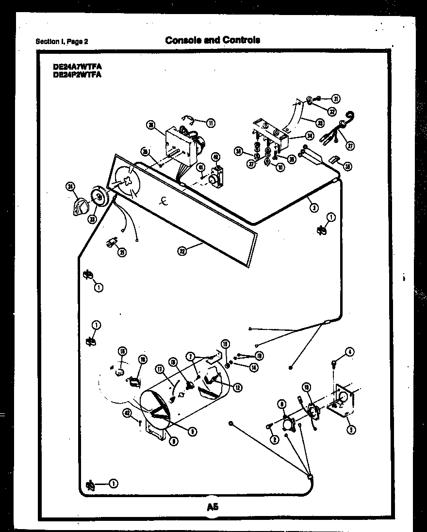 Gibson DE24P2WTFA console and controls diagram