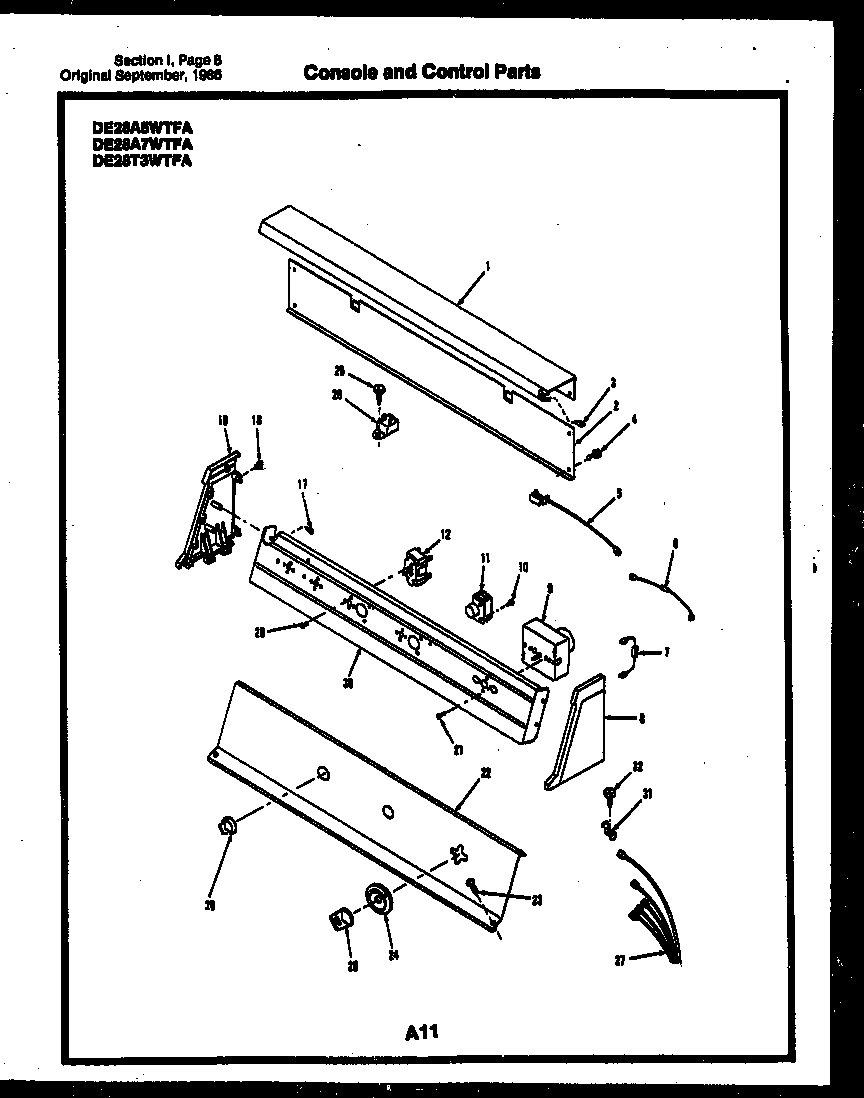 Gibson DE24P2WTFA console and control parts diagram
