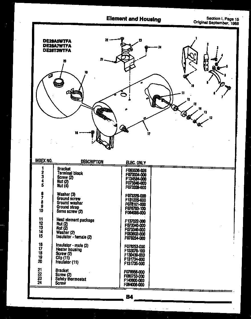 Gibson DE24P2WTFA element and housing diagram