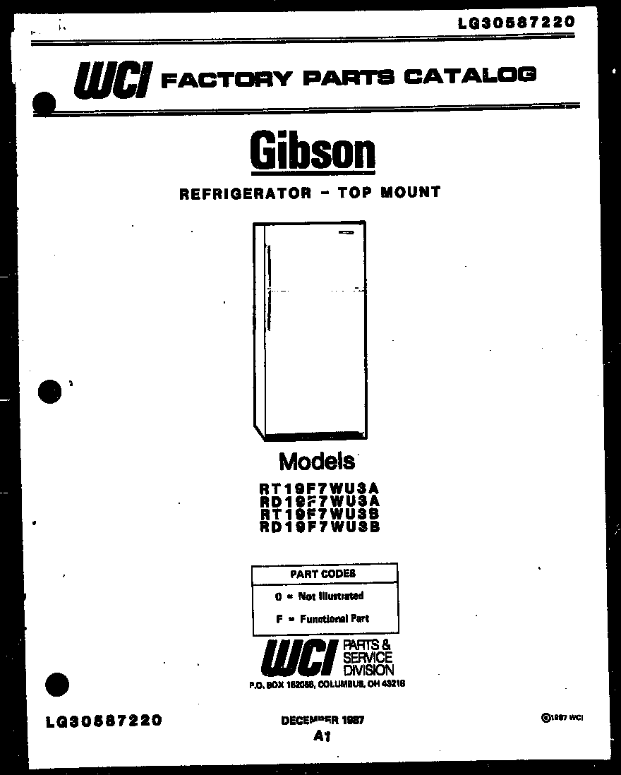 Gibson RD19F7WU3A cover page diagram