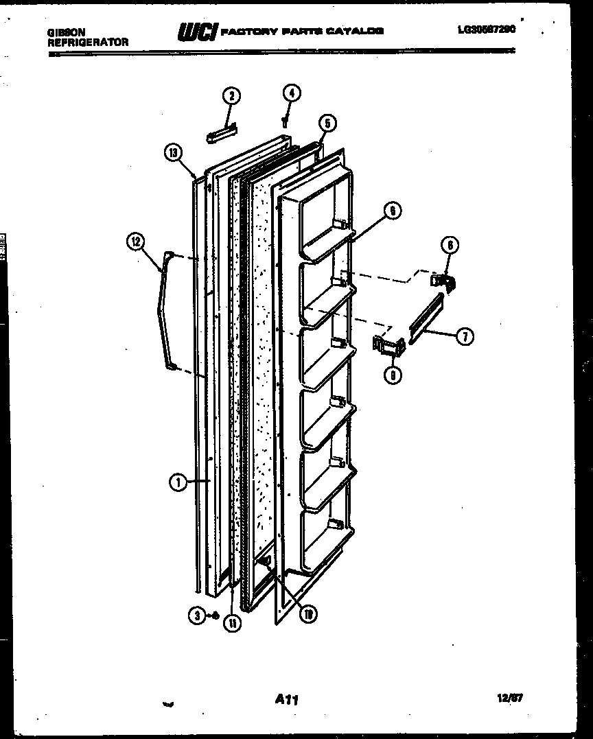 Gibson RS19F6WS1D freezer door parts diagram