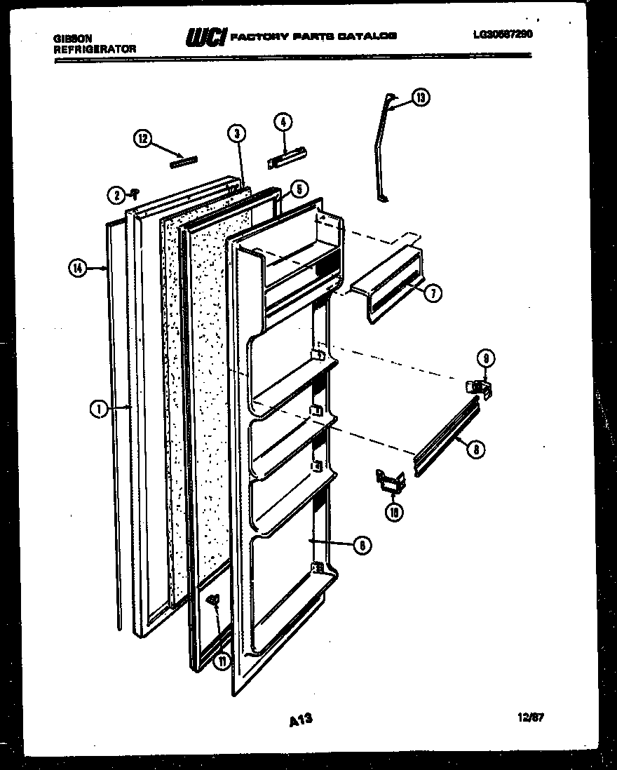 Gibson RS19F6WS1D refrigerator door parts diagram