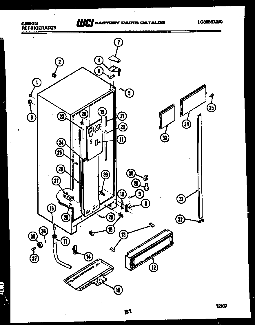 Gibson RS19F6WS1D cabinet parts diagram
