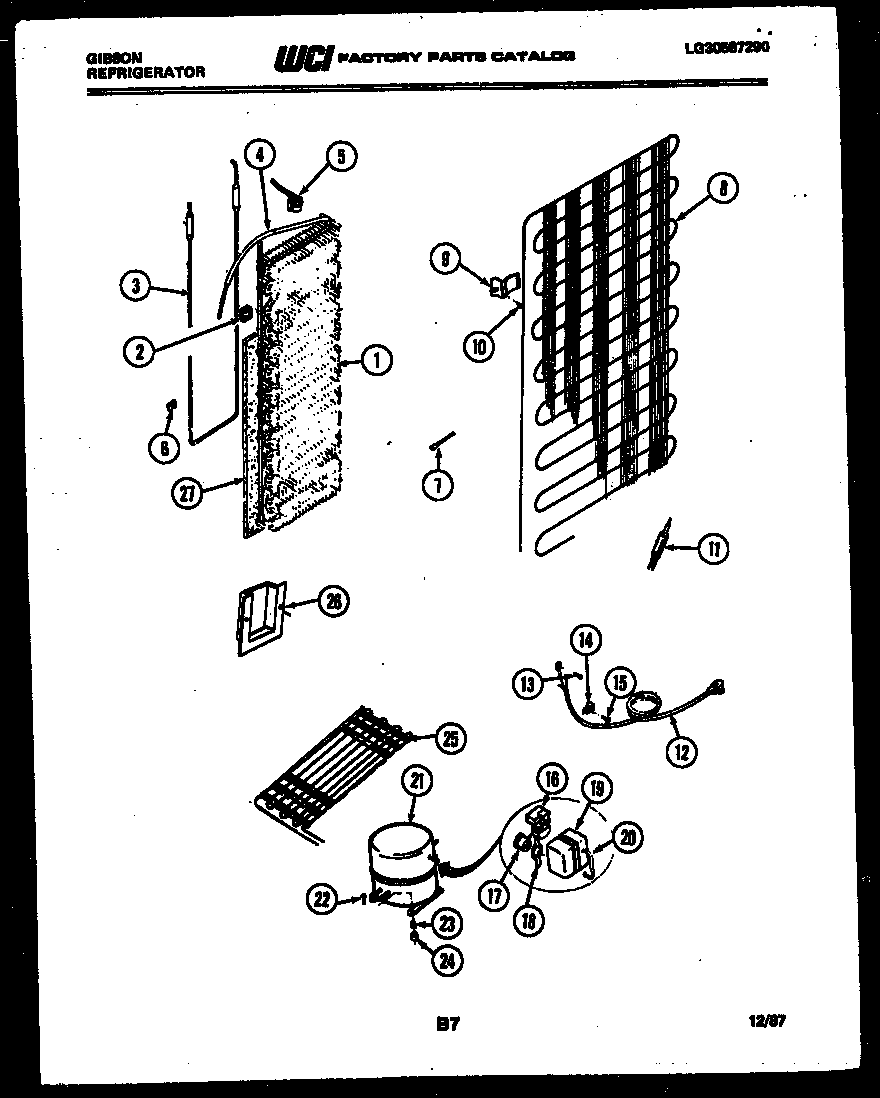 Gibson RS19F6WS1D system and automatic defrost parts diagram