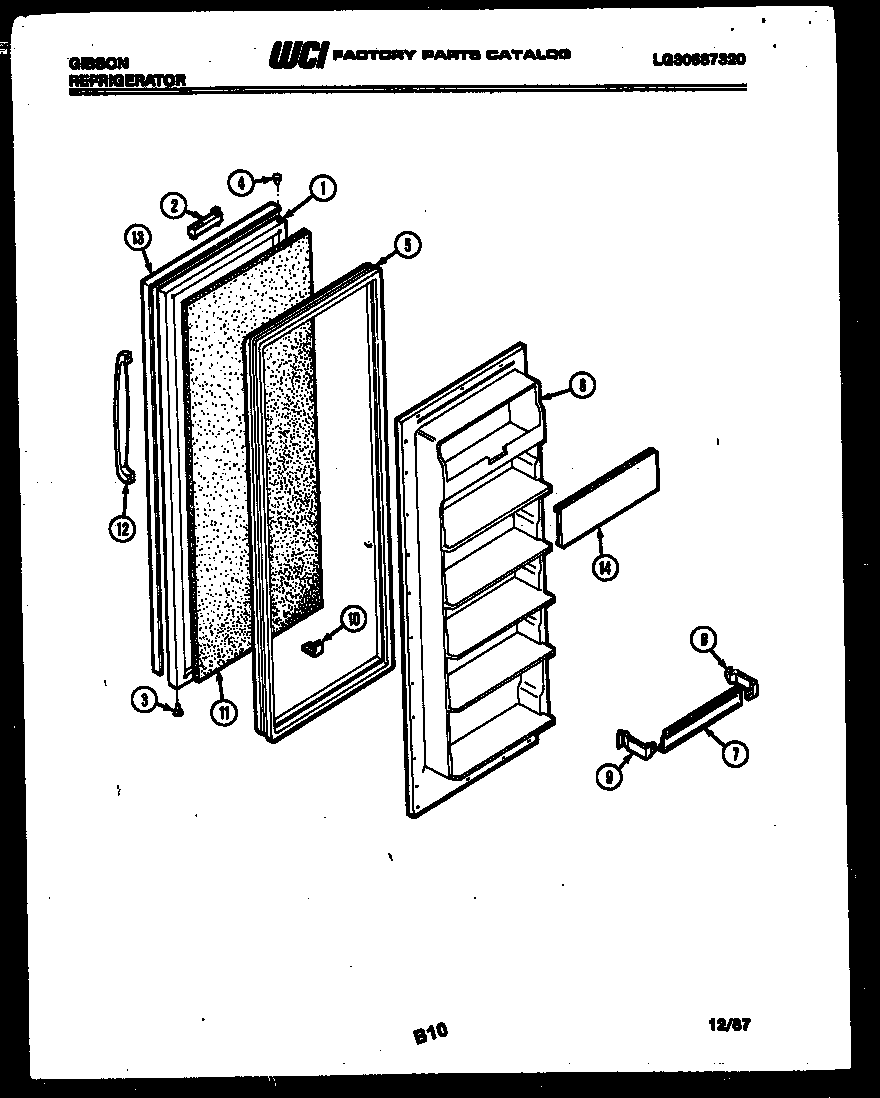 Gibson RS22F7WU1A freezer door parts diagram