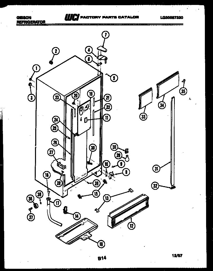 Gibson RS22F7WU1A cabinet parts diagram
