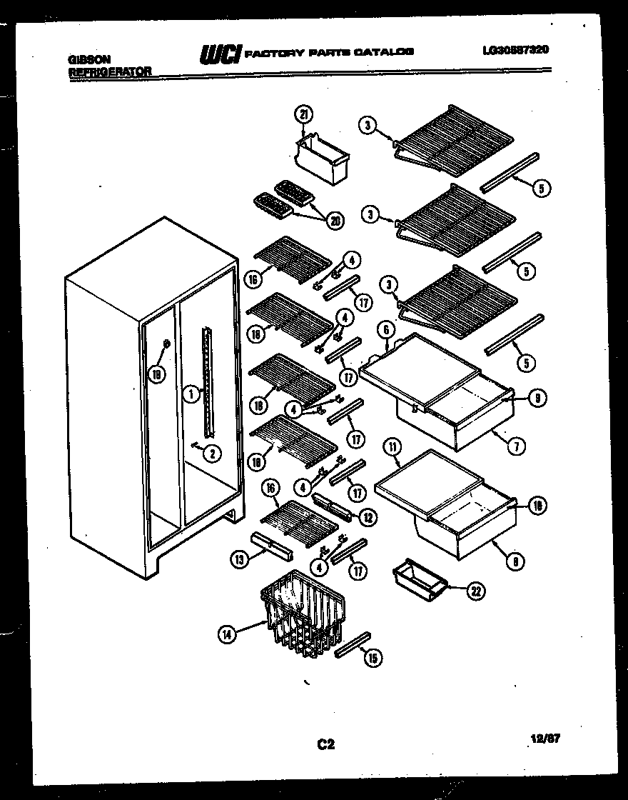 Gibson RS22F7WU1A shelves and supports diagram