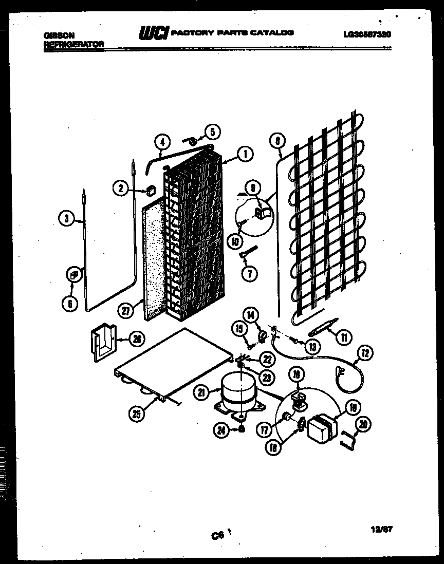 Gibson RS22F7WU1A system and automatic defrost parts diagram