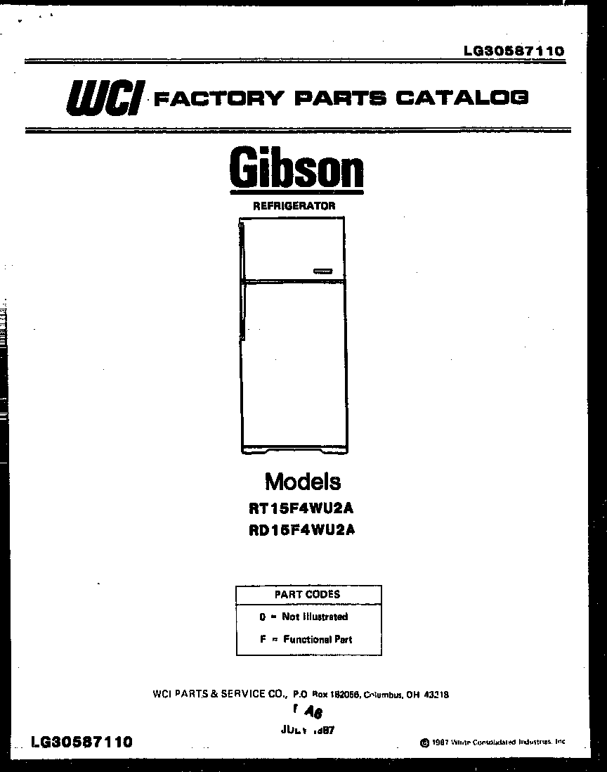 Gibson RD15F4WU2A cover page diagram