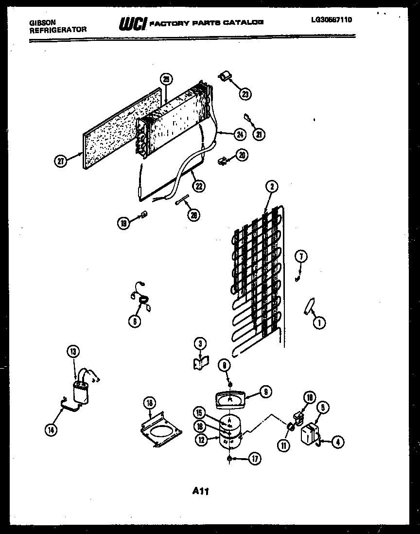 Gibson RD15F4WU2A system and automatic defrost parts diagram