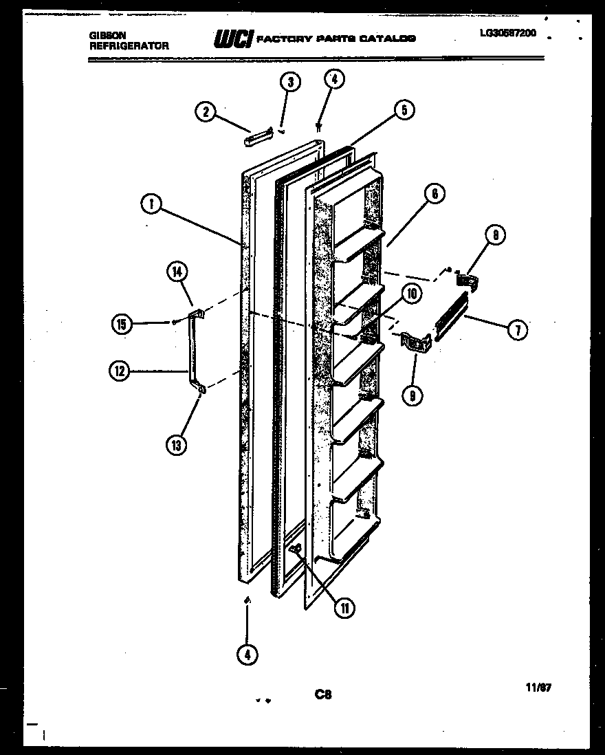Gibson RS19F3WS1B freezer door parts diagram