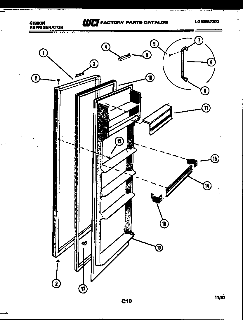 Gibson RS19F3WS1B refrigerator door parts diagram