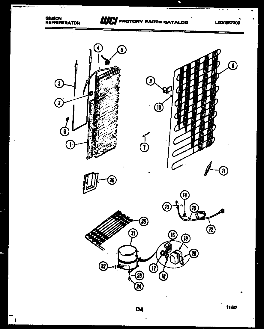 Gibson RS19F3WS1B system and automatic defrost parts diagram