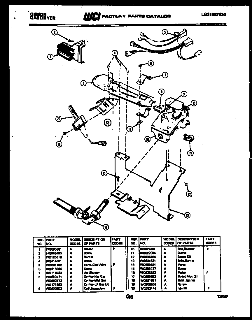 Gibson DG27S6WTMA burner, igniter and valve diagram