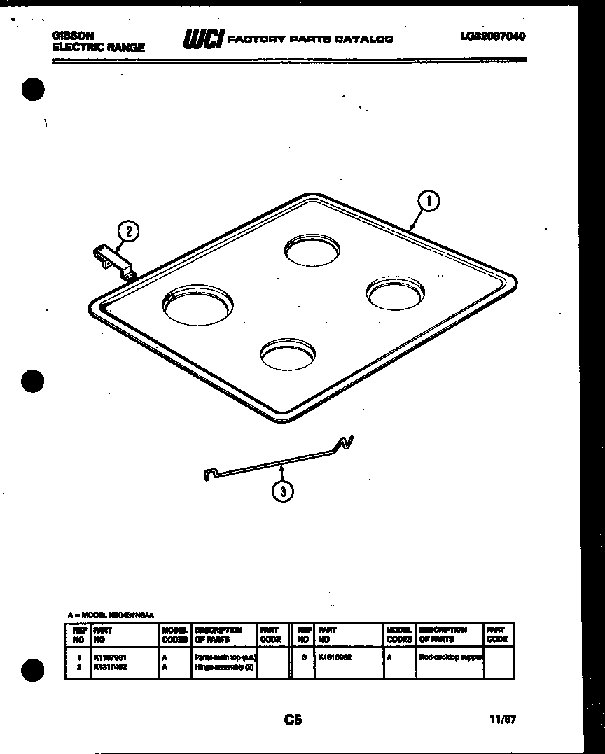 Gibson KEC457NSAA cooktop parts diagram