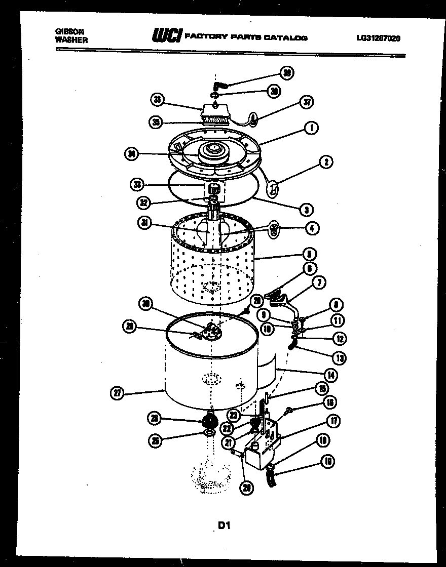 Gibson WA28M2DTFB tub detail diagram