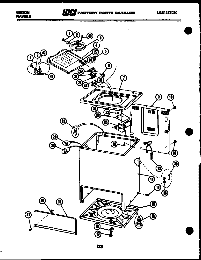 Gibson WA28M2DTFB cabinet parts diagram