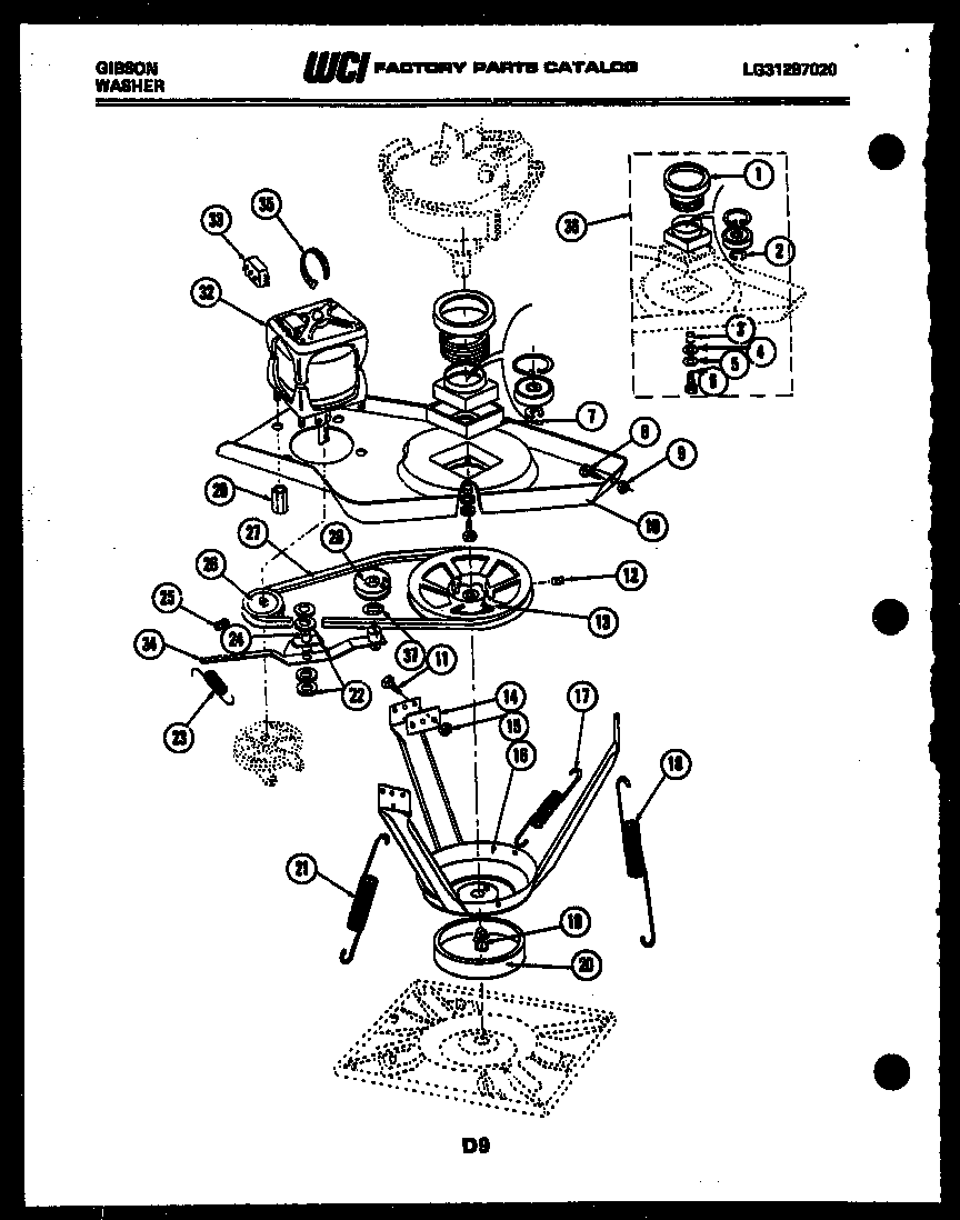 Gibson WA28M2DTFB motor and idler arm clutch diagram