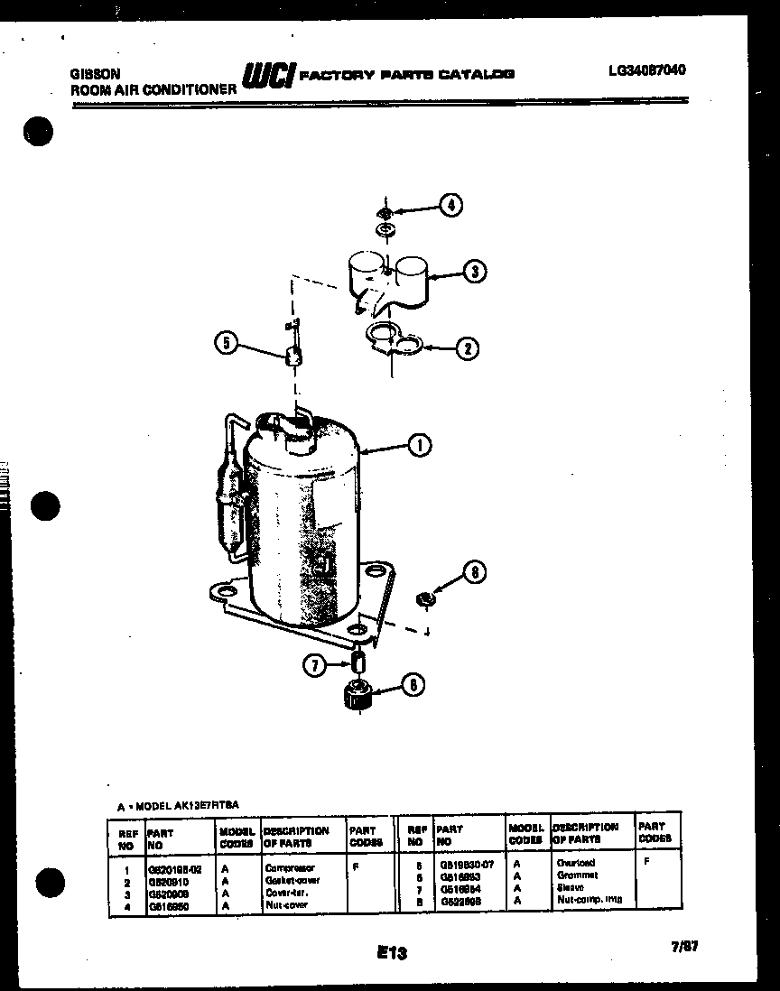Gibson AK13E7RTBA compressor parts diagram