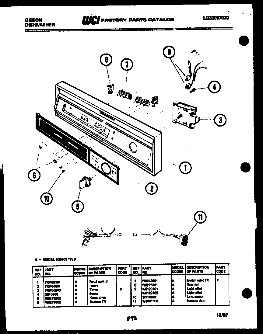 Gibson SC24C7DTLC console and control parts diagram