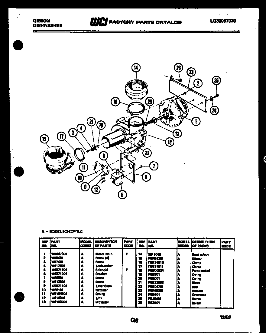 Gibson SC24C7DTLC motor pump parts diagram