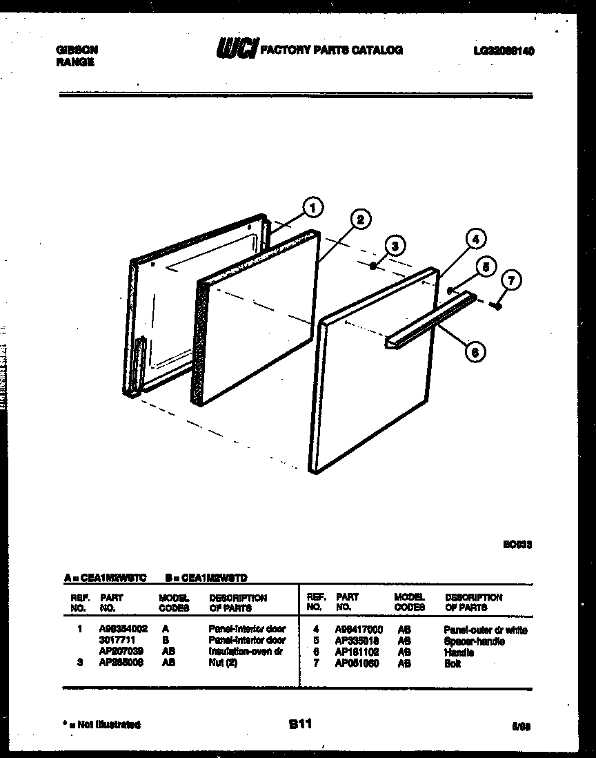 Gibson CEA1M2WSTC door parts diagram