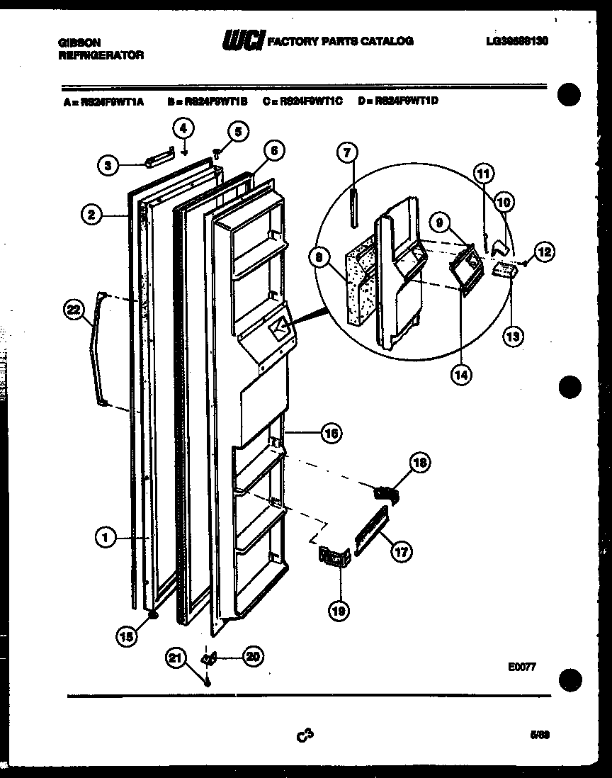 Gibson RS24F9WT1D freezer door parts diagram