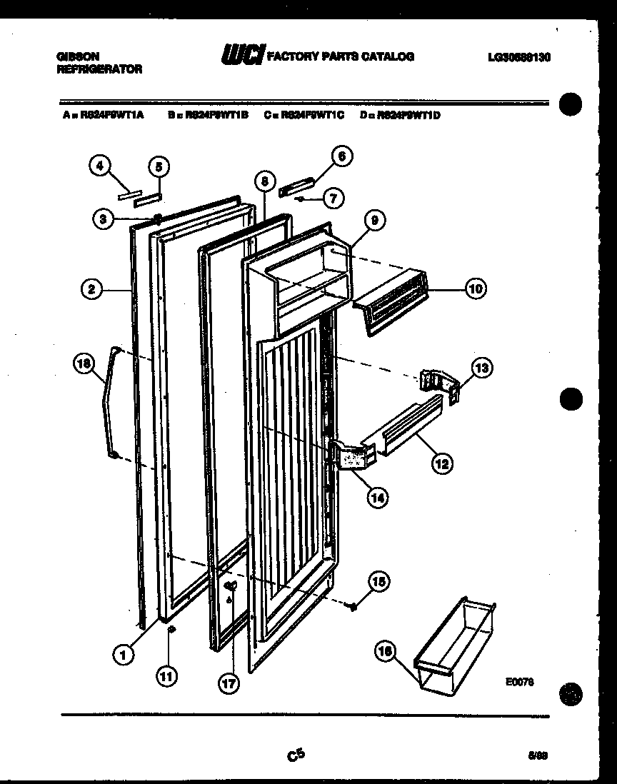 Gibson RS24F9WT1D refrigerator door parts diagram