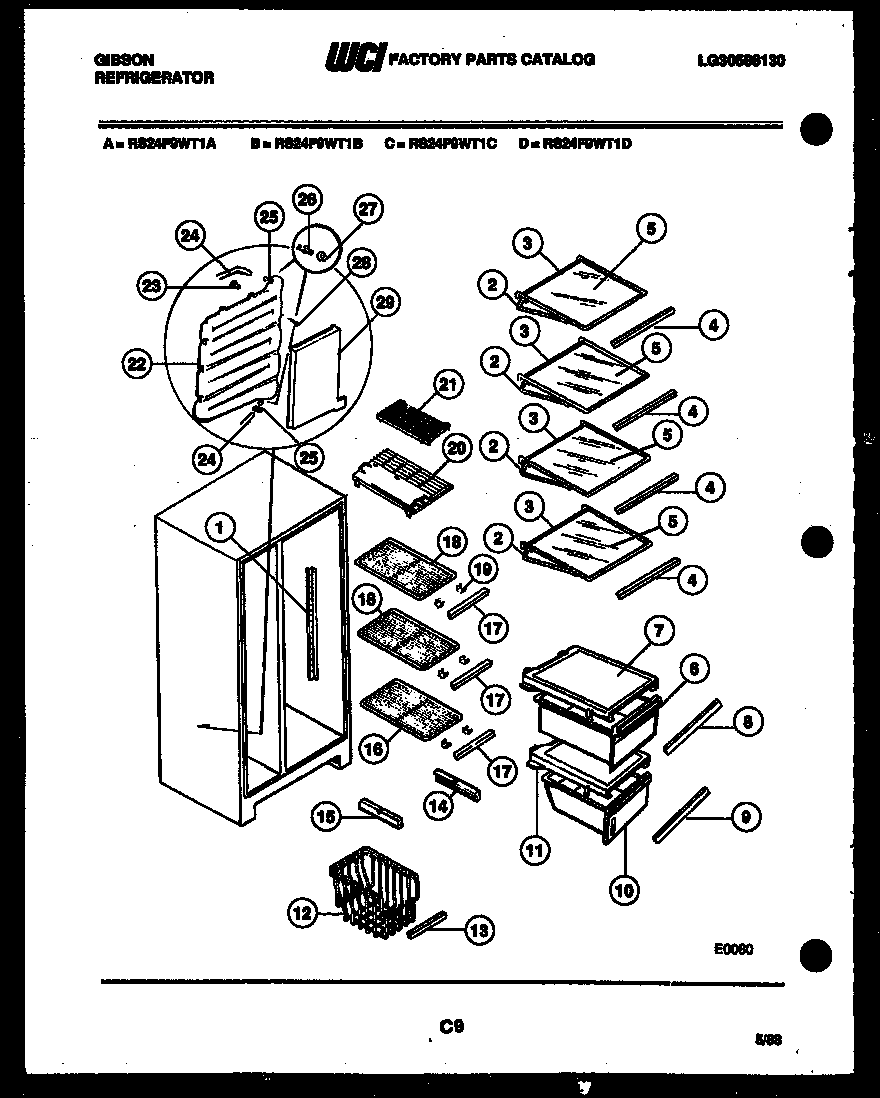 Gibson RS24F9WT1D shelves and supports diagram