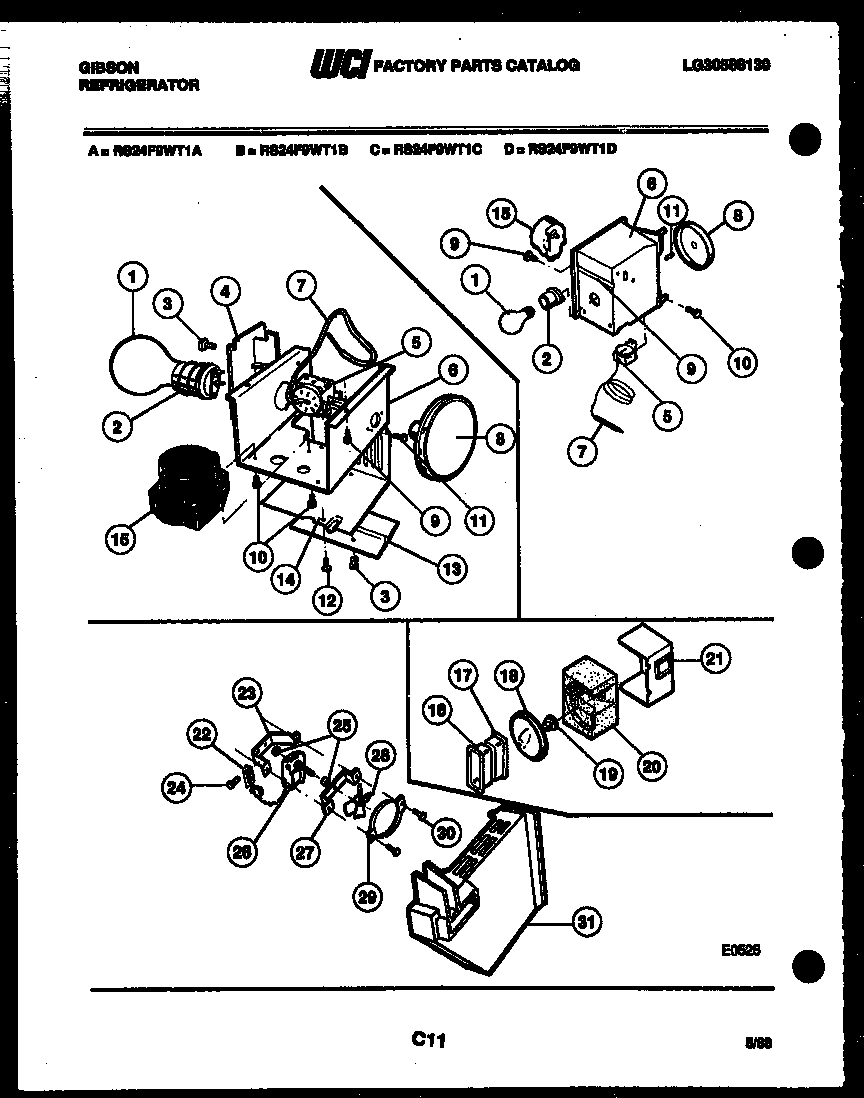 Gibson RS24F9WT1D refrigerator control assembly, damper control assembly and f diagram