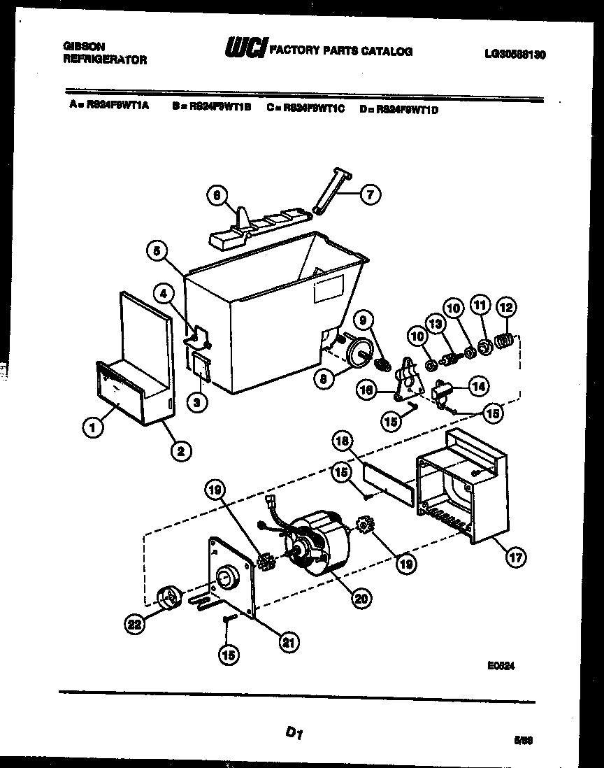 Gibson RS24F9WT1D ice dispenser diagram