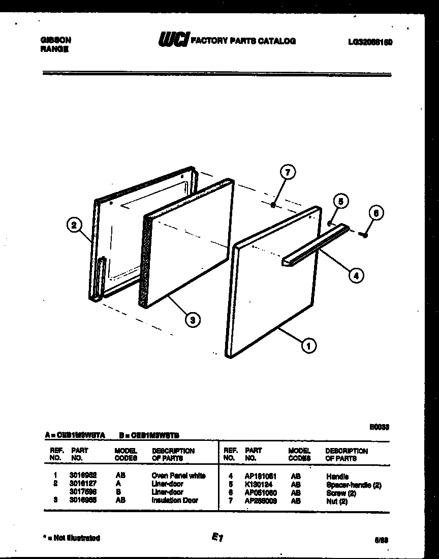 Gibson CEB1M3WSTA door parts diagram