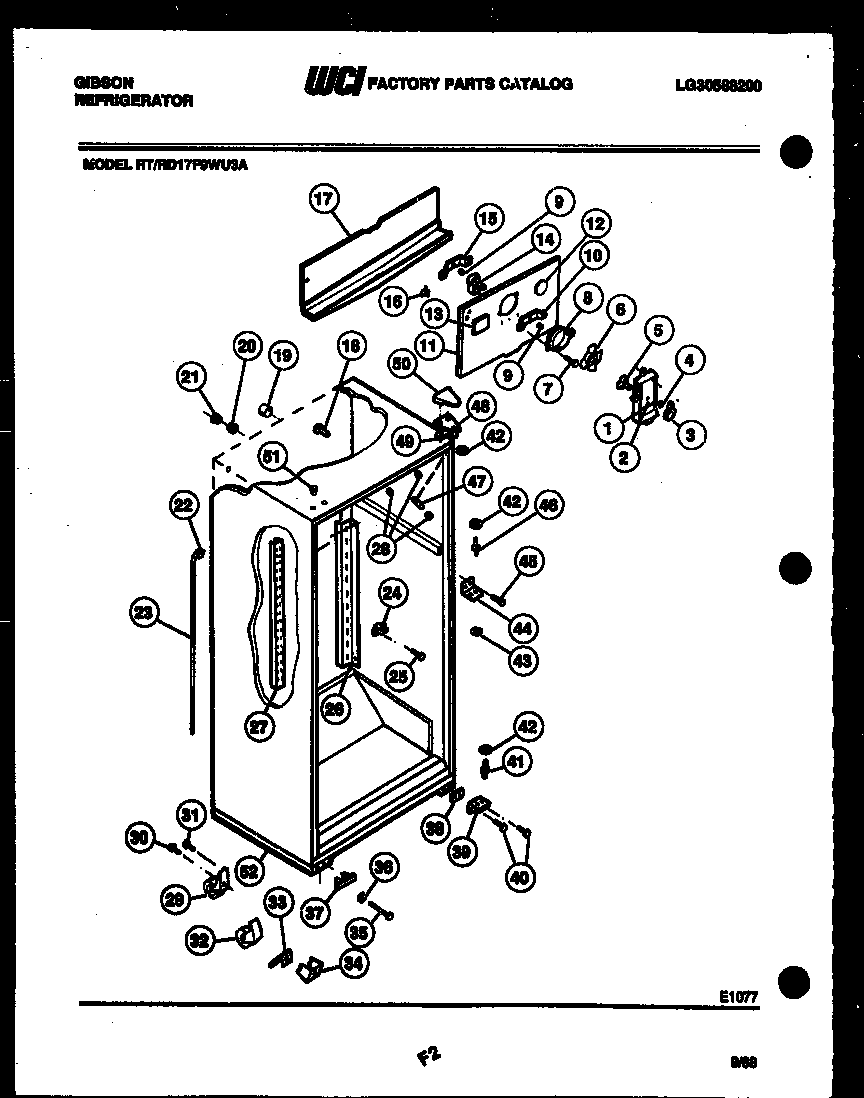 Gibson RT17F9WU3A cabinet parts diagram