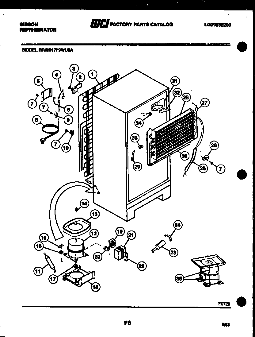 Gibson RT17F9WU3A system and automatic defrost parts diagram