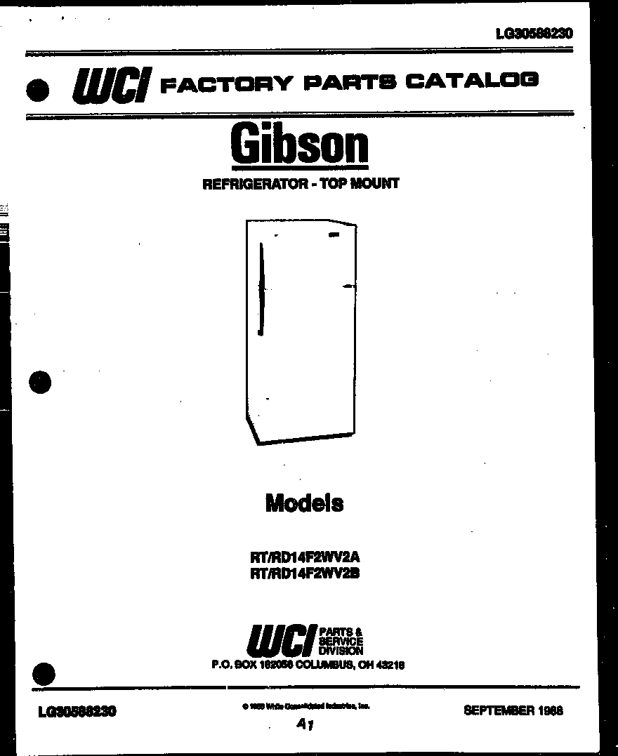Gibson RD14F2WV2B cover page diagram