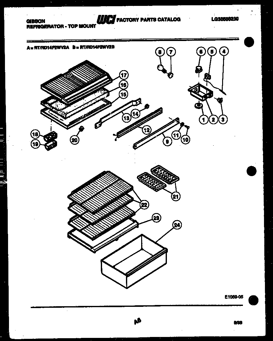 Gibson RD14F2WV2B shelves and supports diagram