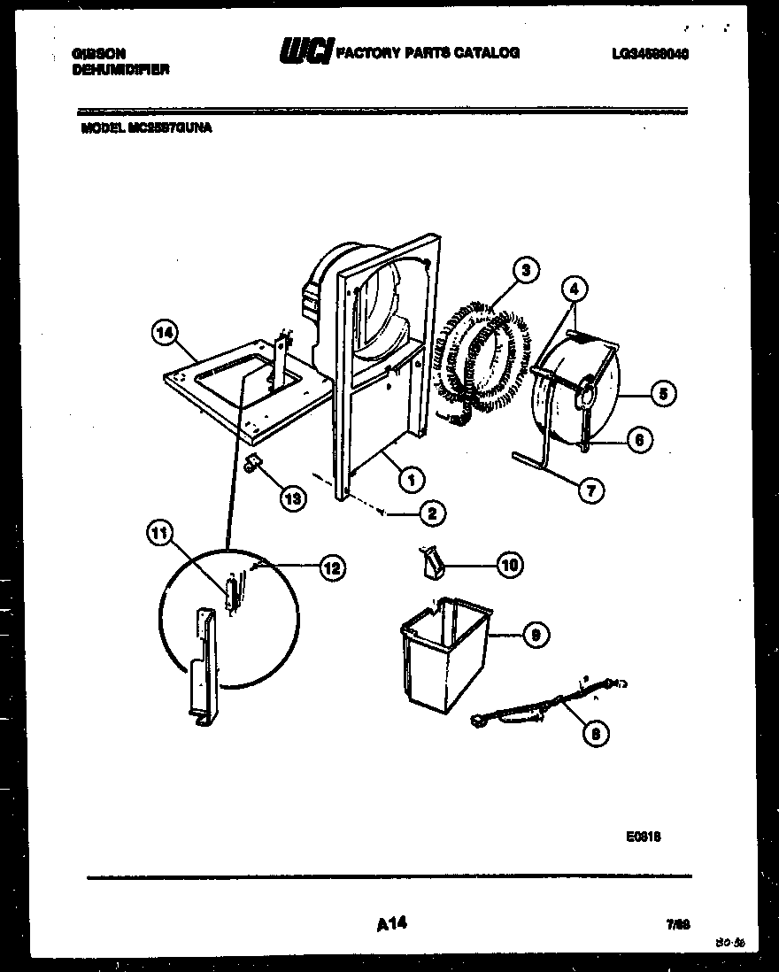 Gibson MC25S7GUNA water and condensing parts diagram