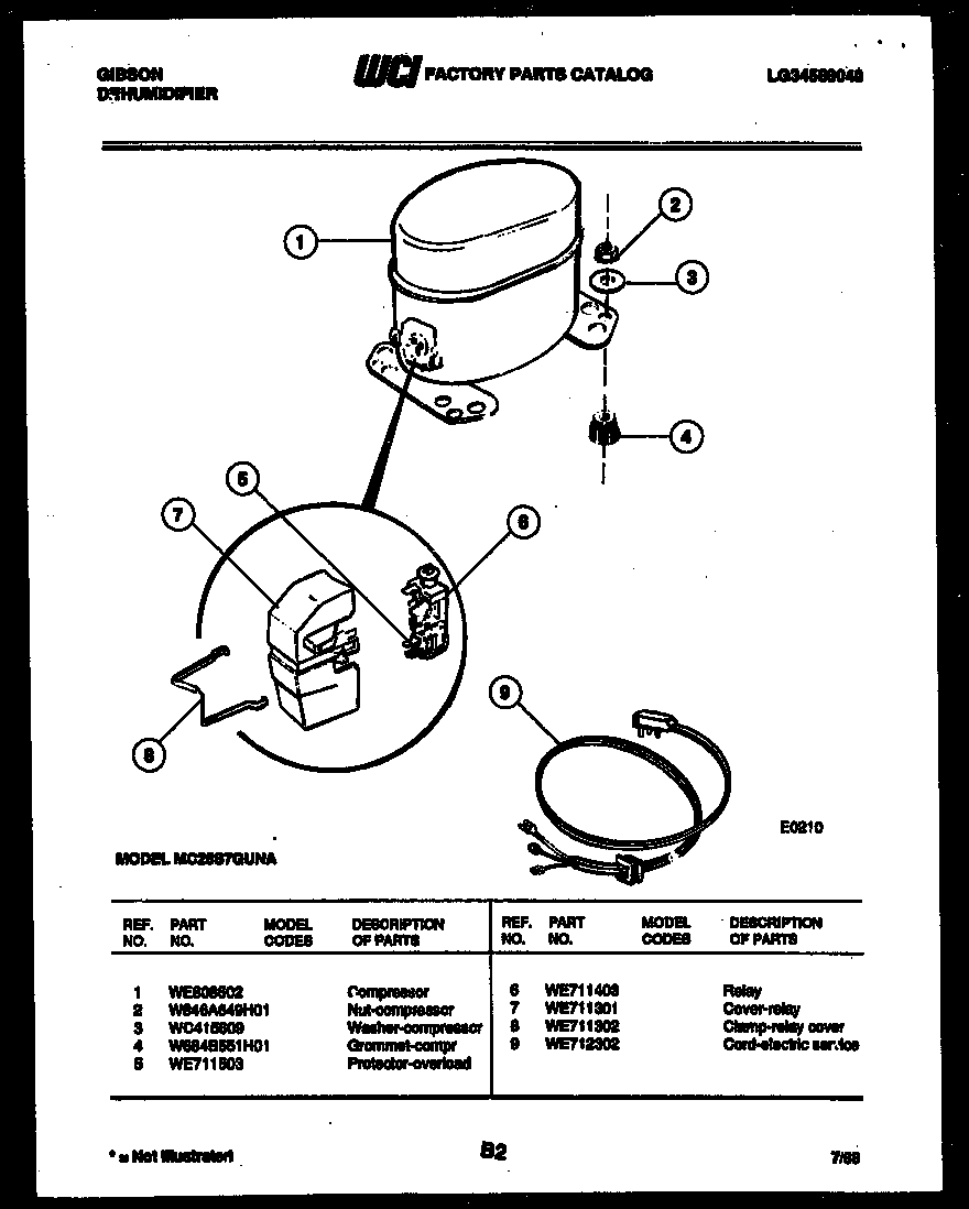 Gibson MC25S7GUNA compressor parts diagram