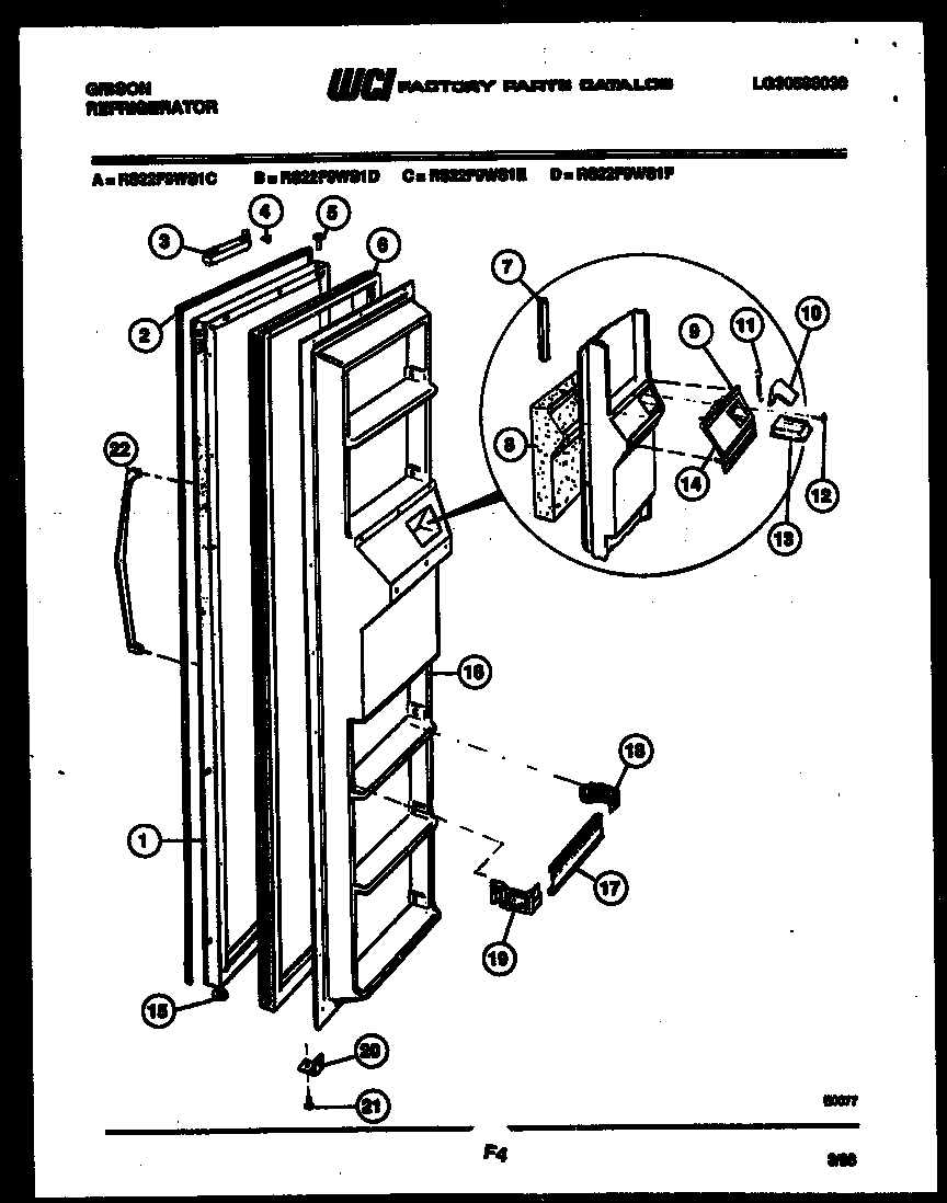Gibson RS22F9WS1C freezer door parts diagram