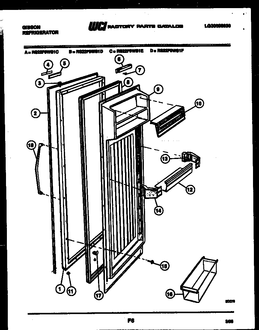 Gibson RS22F9WS1C refrigerator door parts diagram