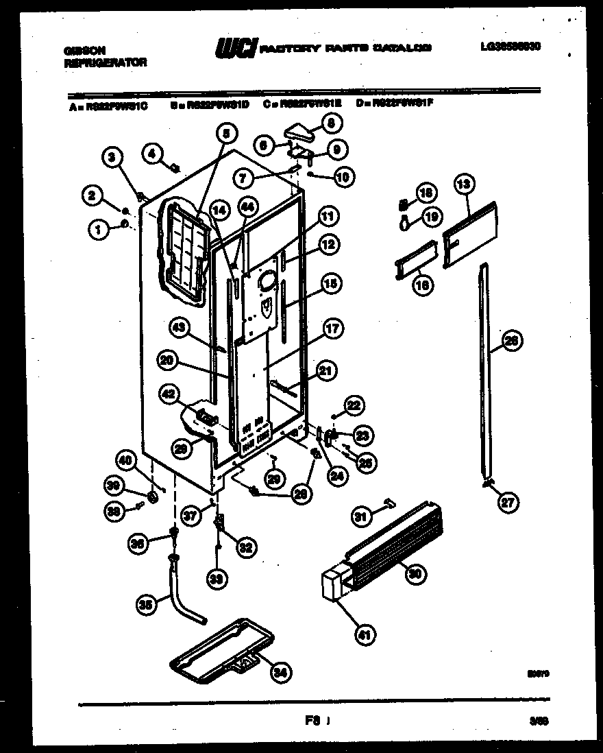 Gibson RS22F9WS1C cabinet parts diagram