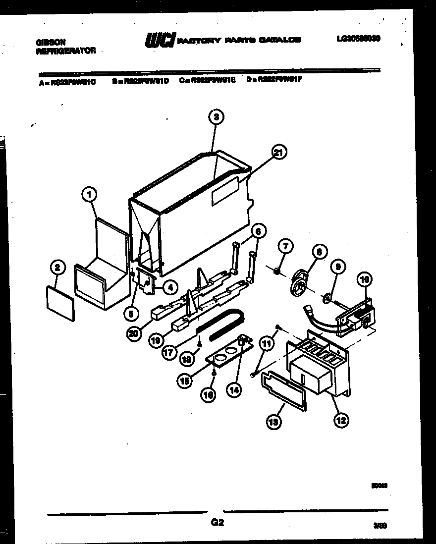 Gibson RS22F9WS1C ice dispenser diagram