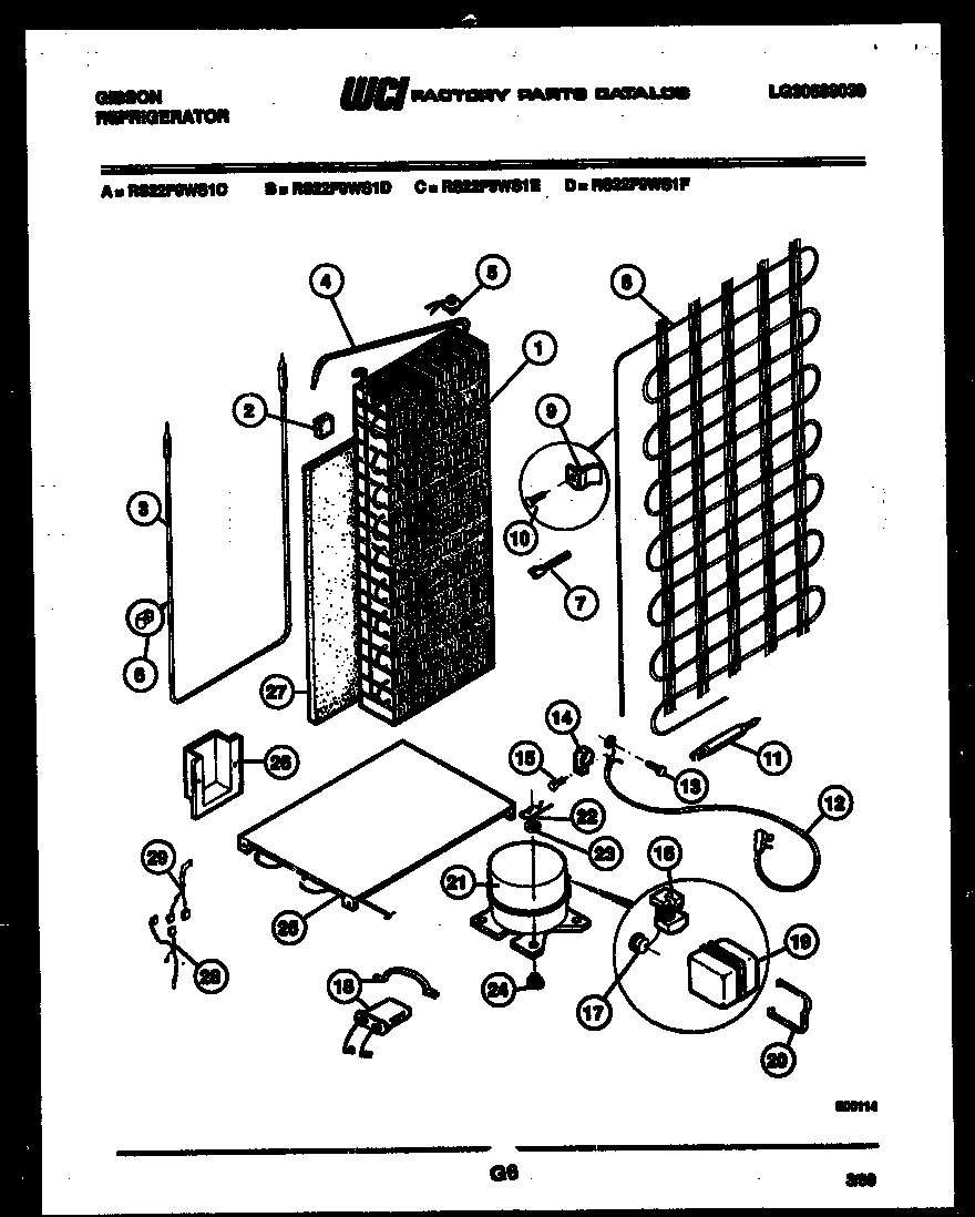 Gibson RS22F9WS1C system and automatic defrost parts diagram