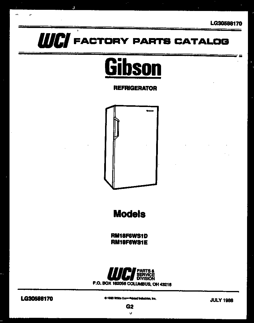 Gibson RM18F6WS1E cover page diagram