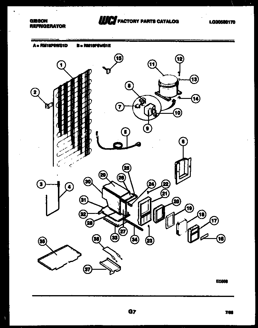 Gibson RM18F6WS1E system and automatic defrost parts diagram