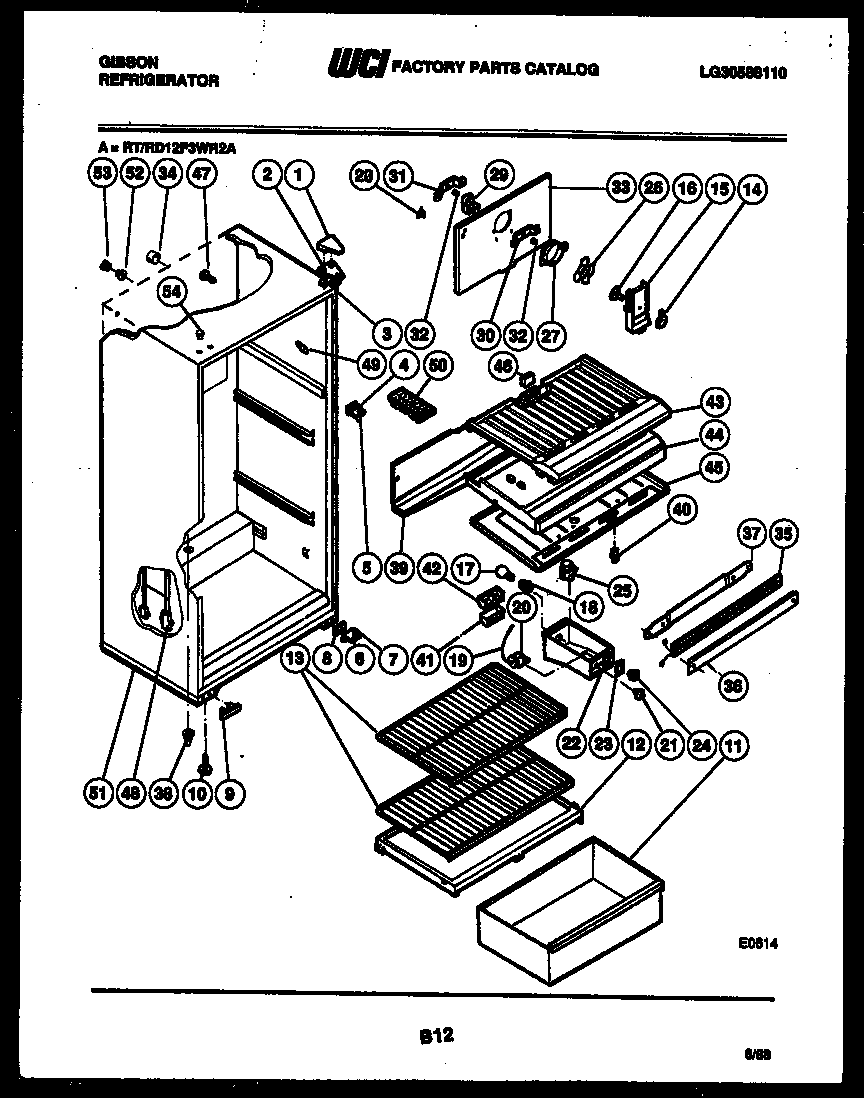 Gibson RT12F3WR2A cabinet parts diagram