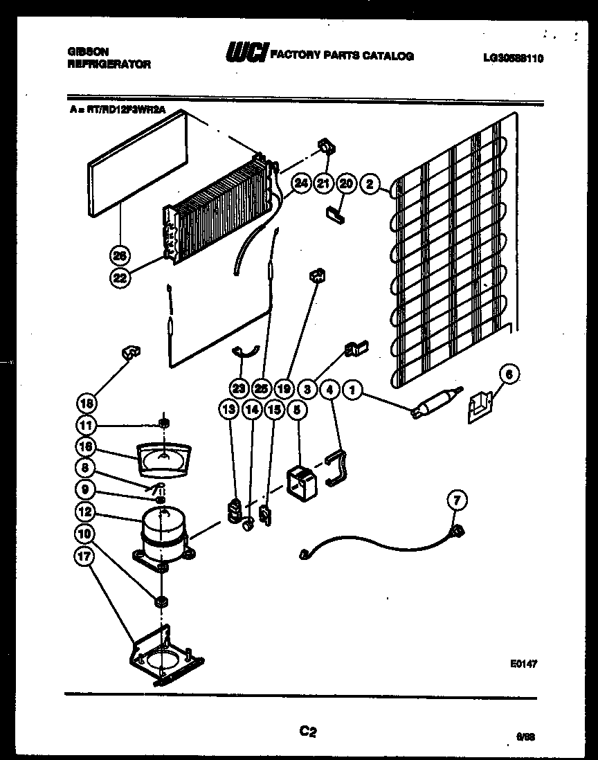 Gibson RT12F3WR2A system and automatic defrost parts diagram